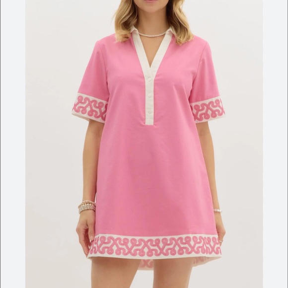 entro Dresses & Skirts - Entro A-Line  Pink  Albus Mini Dress Sz S Women’s Boho Coastal Quiet Luxury EUC